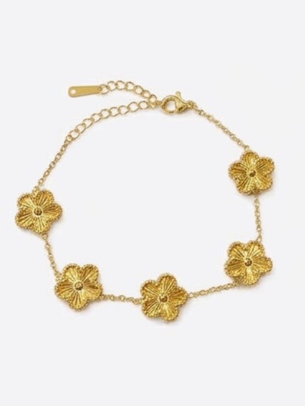 14K Gold Plated Stainless Steel Clover Bracelet
